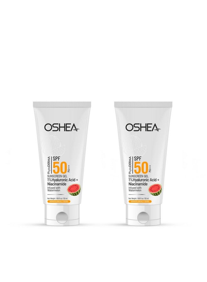 OSHEA PhytoDERMA 1% Hyaluronic Acid SPF-50 PA+++ Sunscreen gel 50ml (Pack of 2) - Image 1