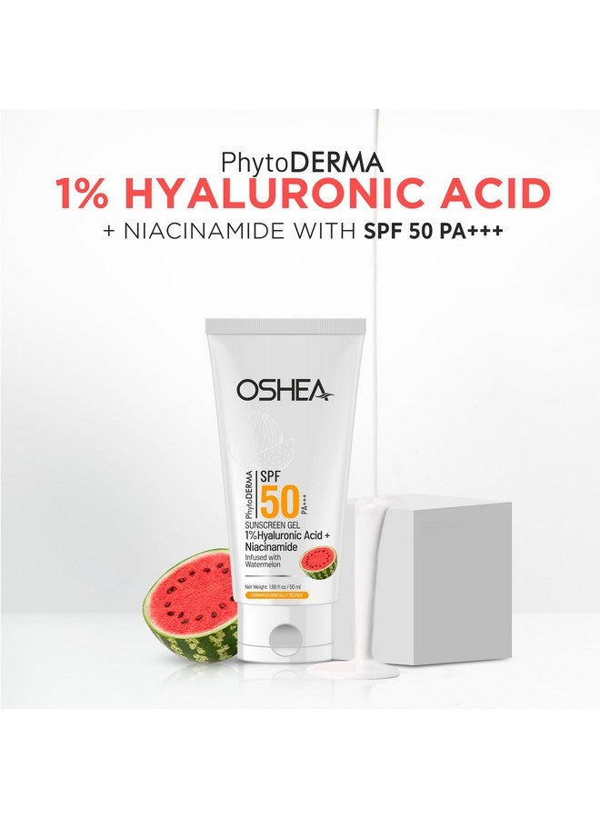 OSHEA PhytoDERMA 1% Hyaluronic Acid SPF-50 PA+++ Sunscreen gel 50ml (Pack of 2) - Image 2