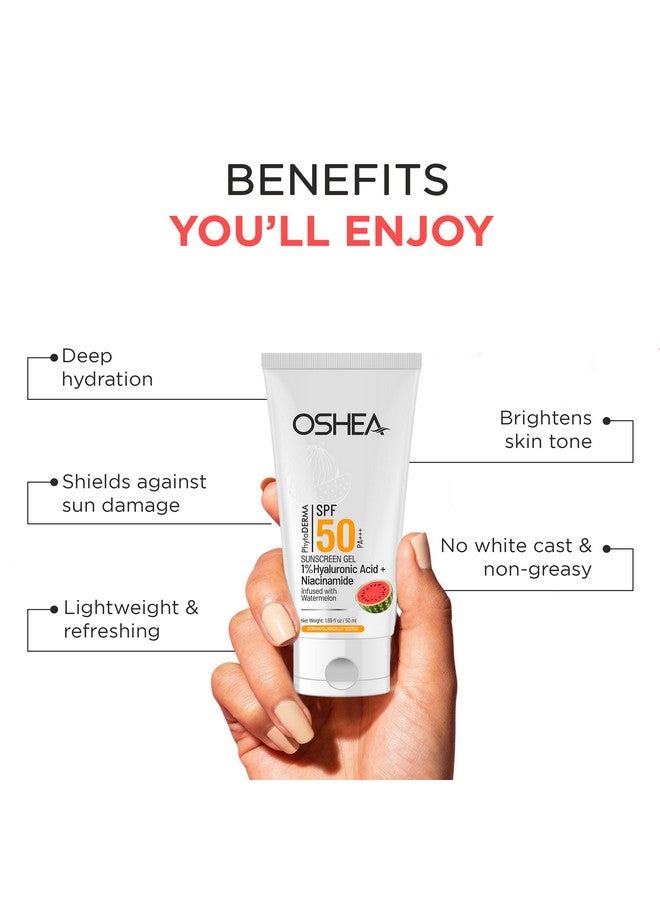 OSHEA PhytoDERMA 1% Hyaluronic Acid SPF-50 PA+++ Sunscreen gel 50ml (Pack of 2) - Image 4