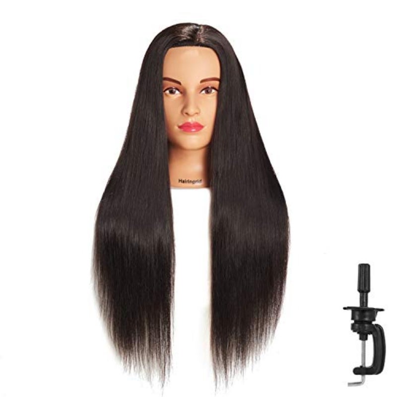 26-28 Mannequin Head for Hair Styling Training Cosmetology Manikin Doll Head with Synthetic Fiber Hair For Salon, Academy, Home Practice Includes Free Clamp Holder - Image 1