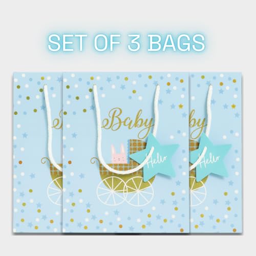 Tresneria Rainbow Theme Baby Gift Bag – Baby Shower & Birthday Celebration (Light Blue, Small Set Of 3) - Image 2