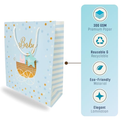 Tresneria Rainbow Theme Baby Gift Bag – Baby Shower & Birthday Celebration (Light Blue, Small Set Of 3) - Image 4