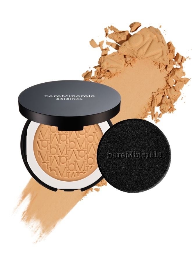 بودرة أساس معدنية مضغوطة من bareMinerals، عامل حماية من الشمس 15 - لون متوسط ​​محايد 15 | بودرة أساس معدنية خفيفة الوزن قابلة للبناء، خالية من التلك، 9 غرام - Image 1