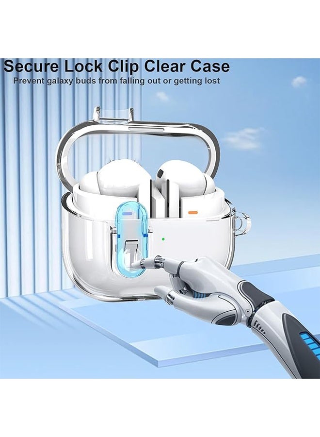 An Earphone Case Cover for Samsung Galaxy Bud 3 Pro Case / Buds 3, TPU Protective Cover Men Women with Carabiner, Anti-drop Anti-scratch - Clear - Image 5