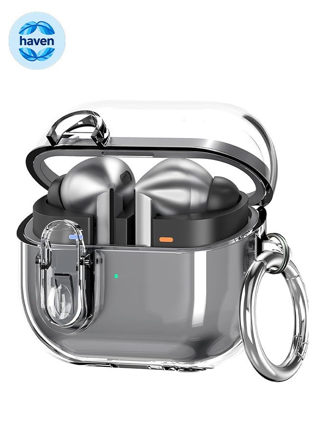 HAVEN Earphone Case Cover for Samsung Galaxy Bud 3 Pro Case / Buds 3, TPU Protective Cover Men Women with Carabiner, Anti-drop Anti-scratch - Clear - Image 1