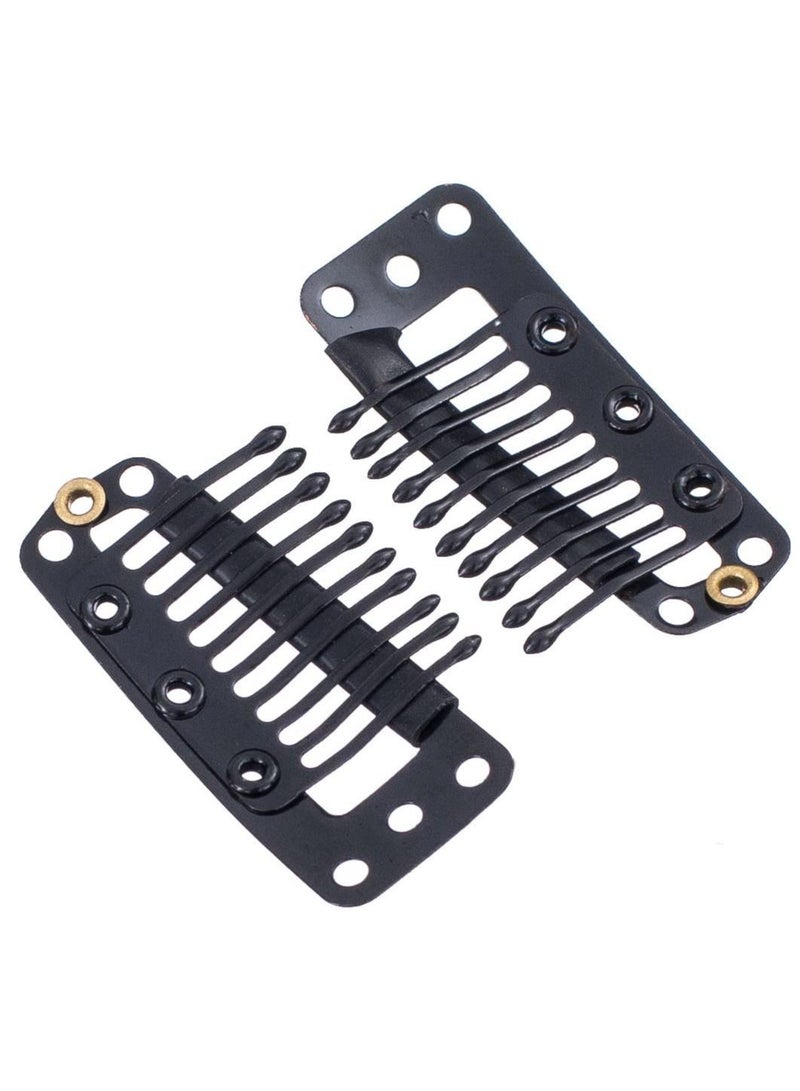 إستيل 100 قطعة على شكل حرف U مشابك إطباق معدنية إضافية لتمديد الشعر هيربيسي لتقوم بها بنفسك مشط خاطف مقاطع شعر مستعار مع مطاط أبيض 10 أسنان 9 ثقوب أسود - Image 3