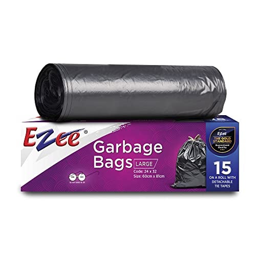Ezee Garbage Trash Bag for Dustbin | 30 Pieces | Large 24 X 32 Inches I 15 piece x Pack of 2, Disposable plastic, 30 Count, Plastic - Image 2