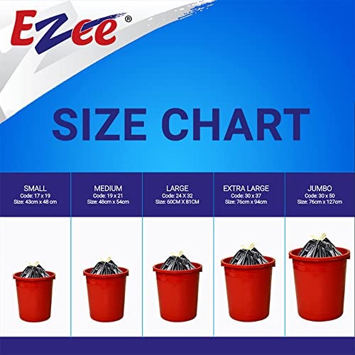 Ezee Garbage Trash Bag for Dustbin | 30 Pieces | Large 24 X 32 Inches I 15 piece x Pack of 2, Disposable plastic, 30 Count, Plastic - Image 4