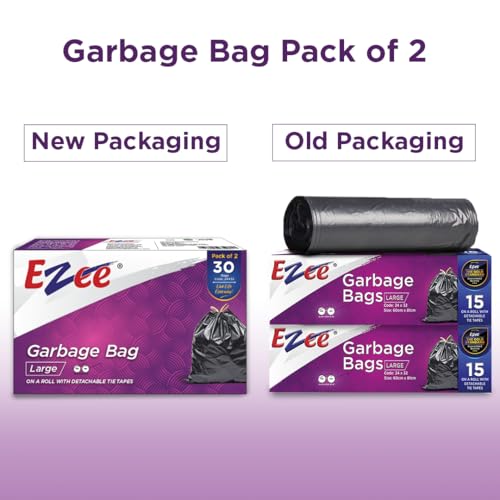 Ezee Garbage Trash Bag for Dustbin | 30 Pieces | Large 24 X 32 Inches I 15 piece x Pack of 2, Disposable plastic, 30 Count, Plastic - Image 3