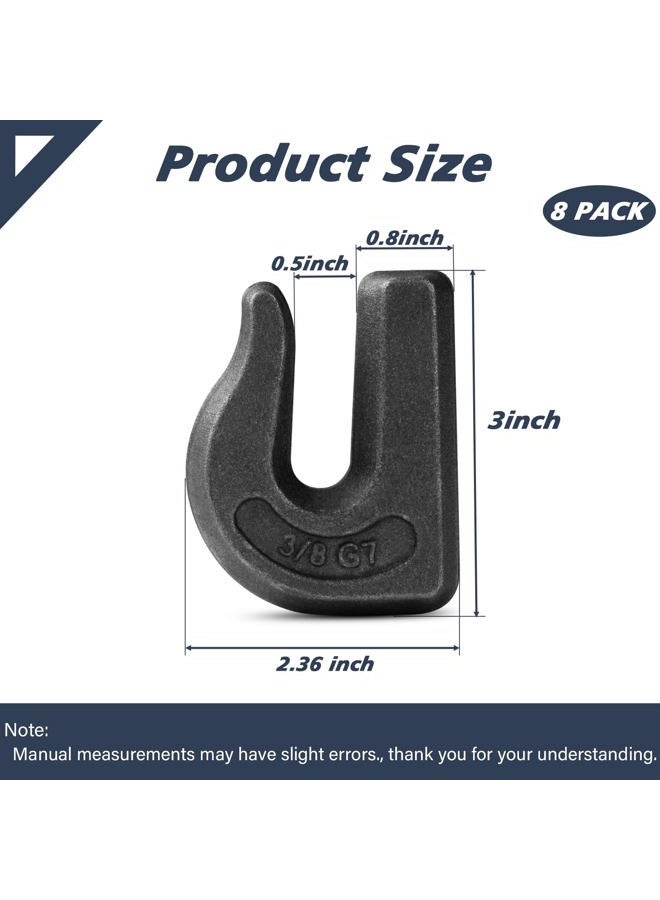HANDRERLEE 8Pack 3/8" Weld On Chain Grab Hook, G70 Forged Chain Hook,Heavy Duty Weldable Grab Hooks for Tractors, Truck, Forklift, Trailers - 6600 lbs WLL - Image 2