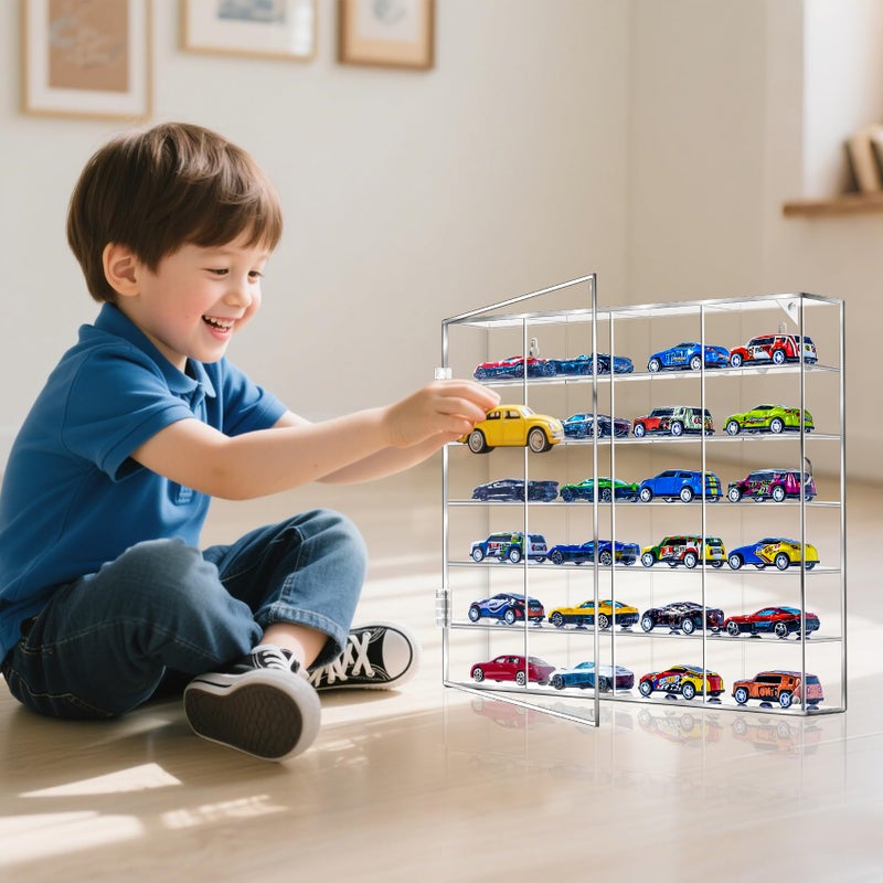 HEKORE Acrylic Display Case for Hot Wheels & Car Tuned Diecast â€“ Wall Mount & Desktop Display Case for 1/64 Scale Cars, Matchbox Garage, No Assembly Required, Magnetic Door Dustproof Showcase - Image 3