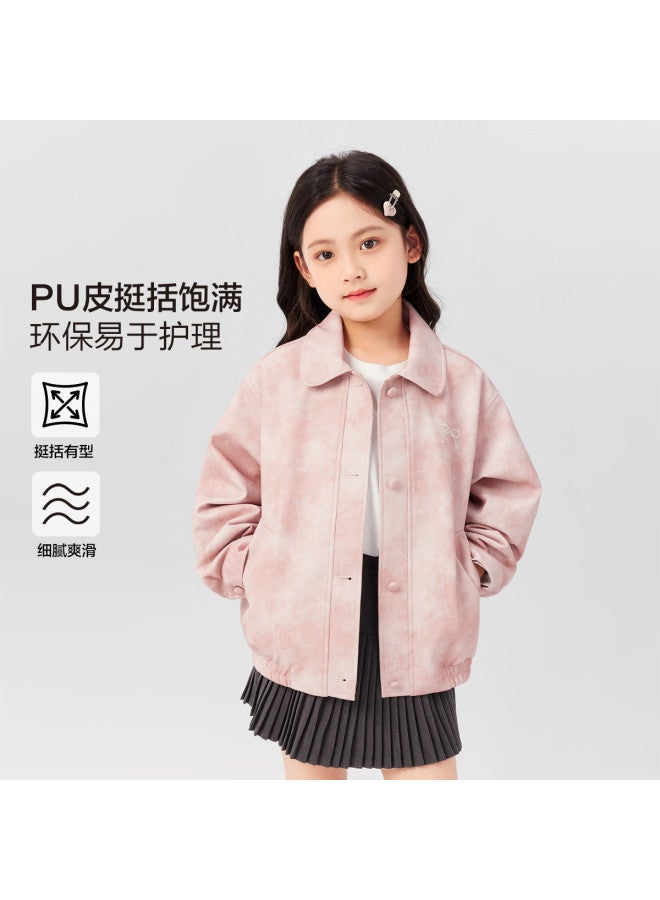 Zuoxi Girls' Autumn Jacket Kids Leather Coat 2025 New Stylish Windproof Jacket For Children & Teens - Image 3