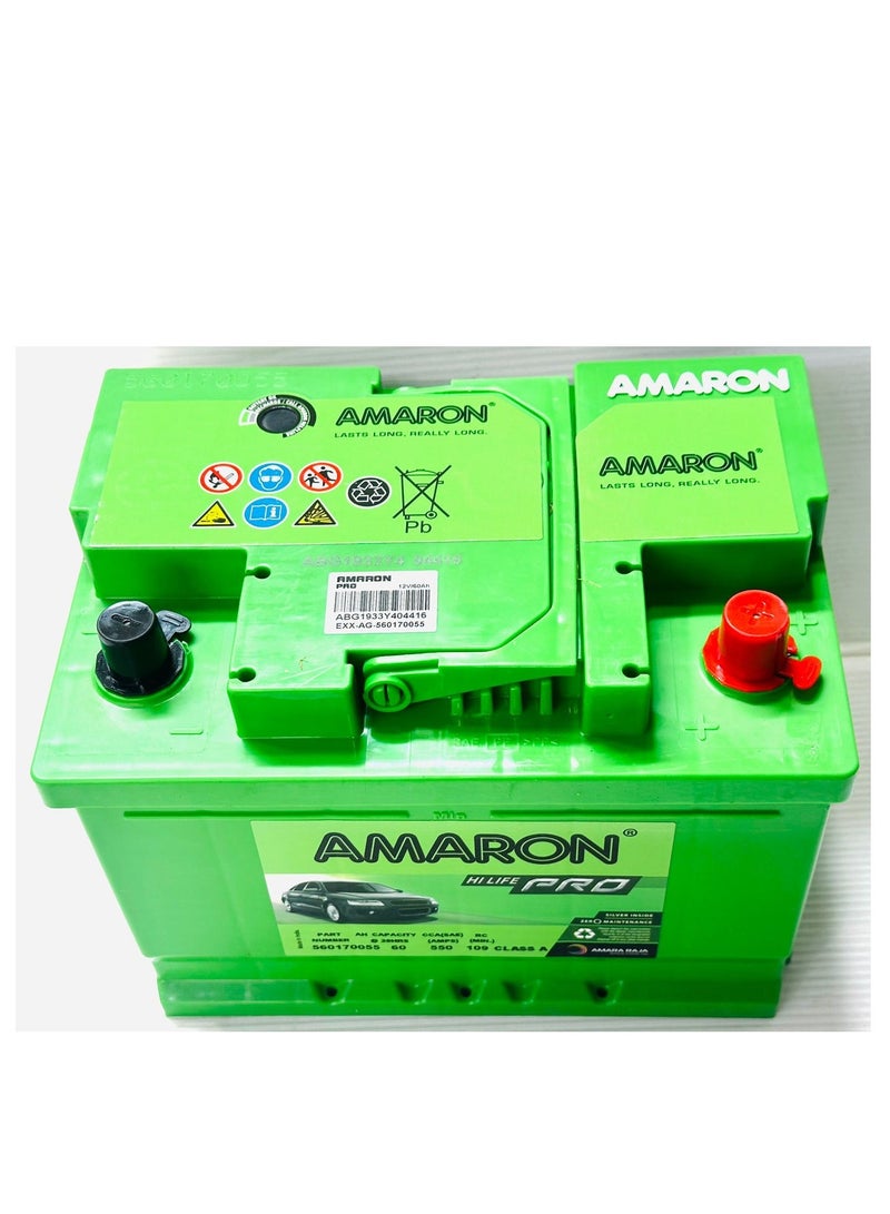 Amaron Car Battery 12V 60AH DIN60L / LN2 ( Hyundai / Nissan / Camry / MG / Citroen / Fiat / Mini / Renault / Peugeot) - Image 3