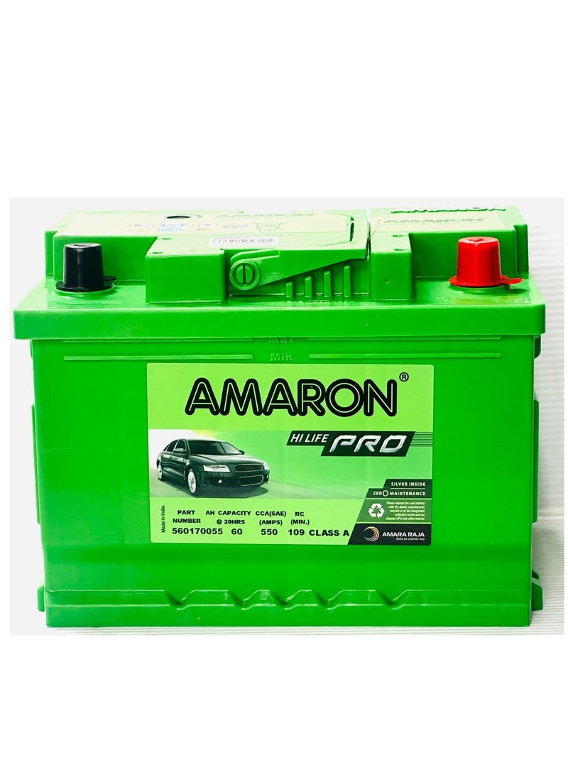 Amaron Car Battery 12V 60AH DIN60L / LN2 ( Hyundai / Nissan / Camry / MG / Citroen / Fiat / Mini / Renault / Peugeot) - Image 2