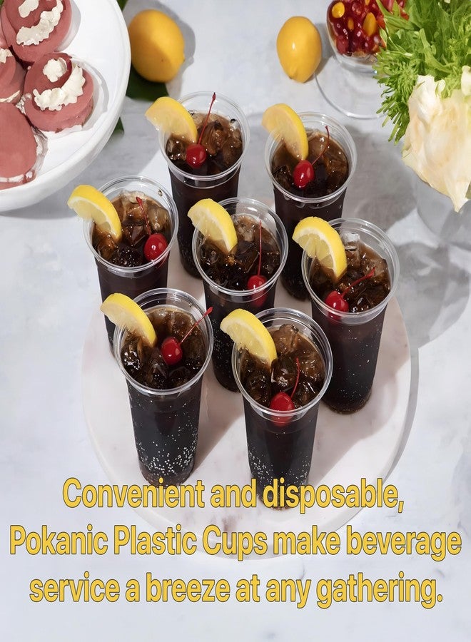 Pokanic Plastic Clear Cups [16 oz] with Lids and Straws [25 Set] Disposable Cold Beverage Drinking Iced Coffee Water Juice Tea Party Travel Cafe Restaurant School Office Home Kitchen (25 Set, 16 oz) - Image 4