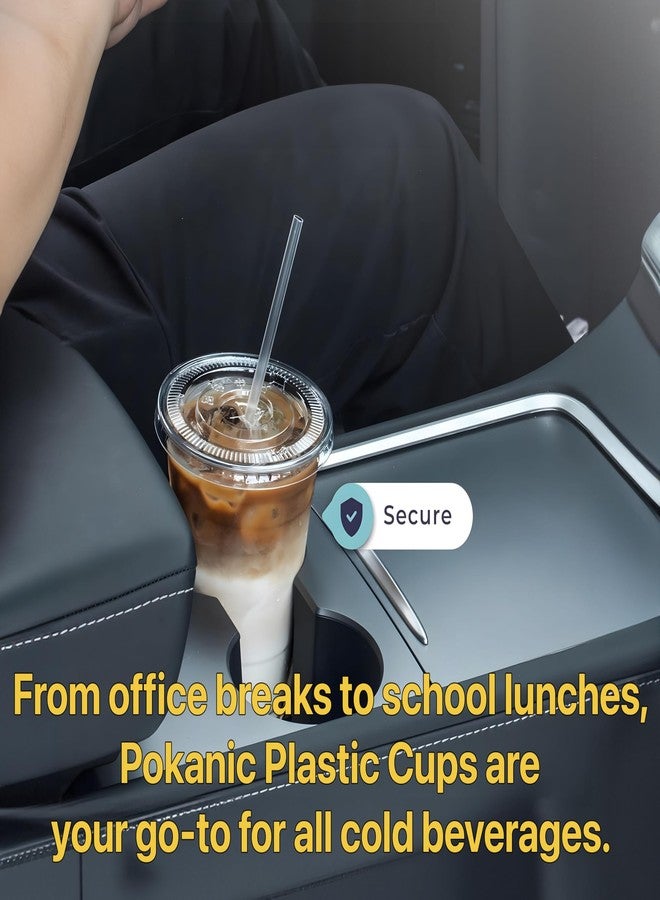 Pokanic Plastic Clear Cups [16 oz] with Lids and Straws [25 Set] Disposable Cold Beverage Drinking Iced Coffee Water Juice Tea Party Travel Cafe Restaurant School Office Home Kitchen (25 Set, 16 oz) - Image 5