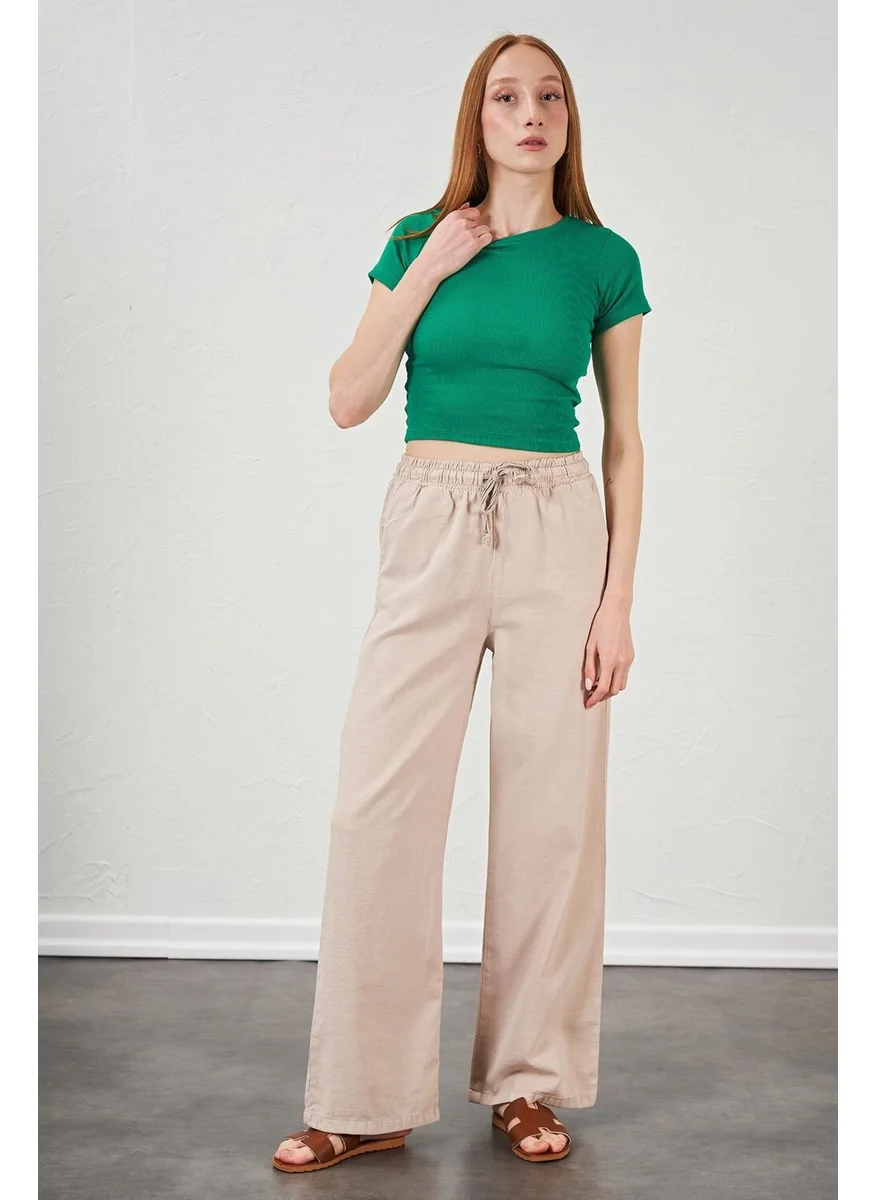 تينا Women's Stone Rope Tied Wide Leg Trousers