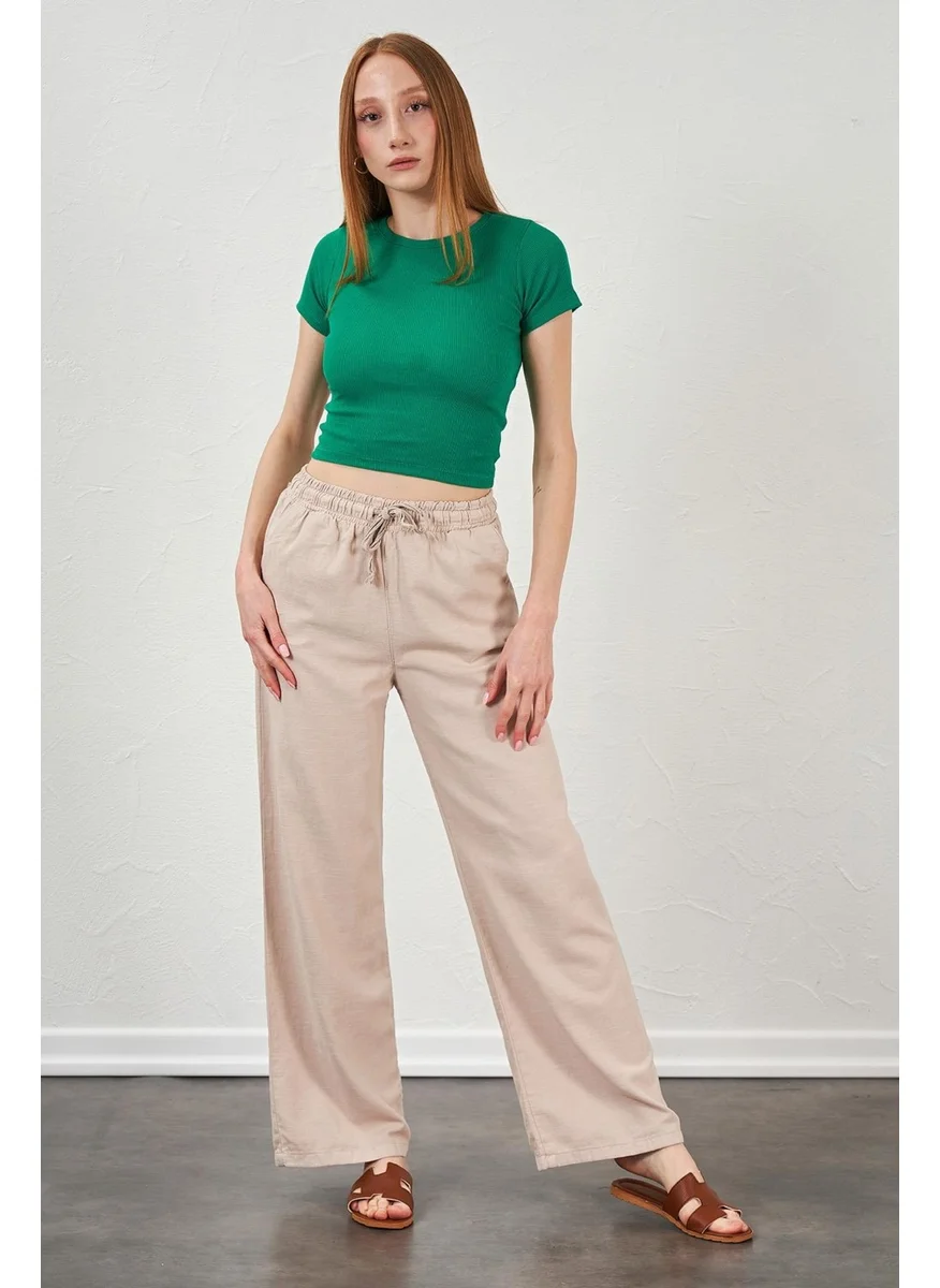 تينا Women's Stone Rope Tied Wide Leg Trousers