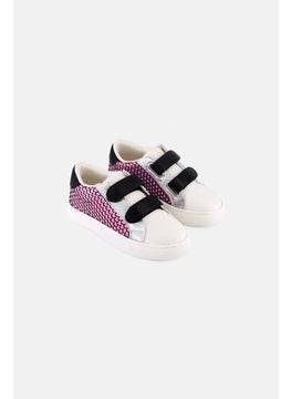 Toddlers Girl Trowdy Velcro Closure Shoes, White Combo