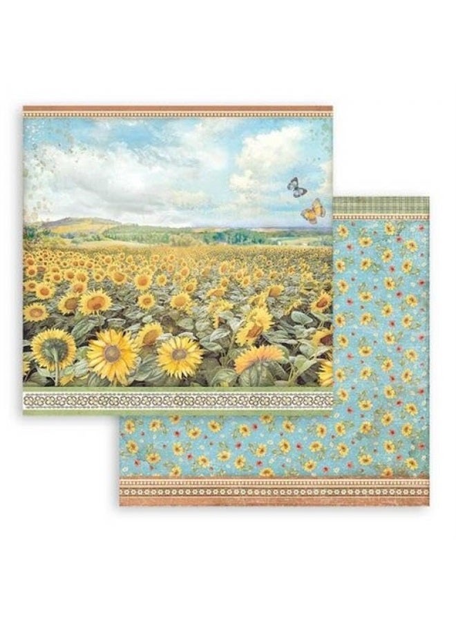 STAMPERIA Scrapbooking Small Pad 10 Sheets cm 20.3 x 20.3 cm (8 x 8 Inches) - Sunflower Art - Image 3