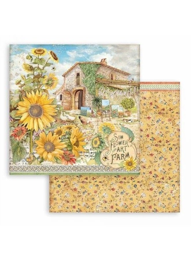 STAMPERIA Scrapbooking Small Pad 10 Sheets cm 20.3 x 20.3 cm (8 x 8 Inches) - Sunflower Art - Image 2
