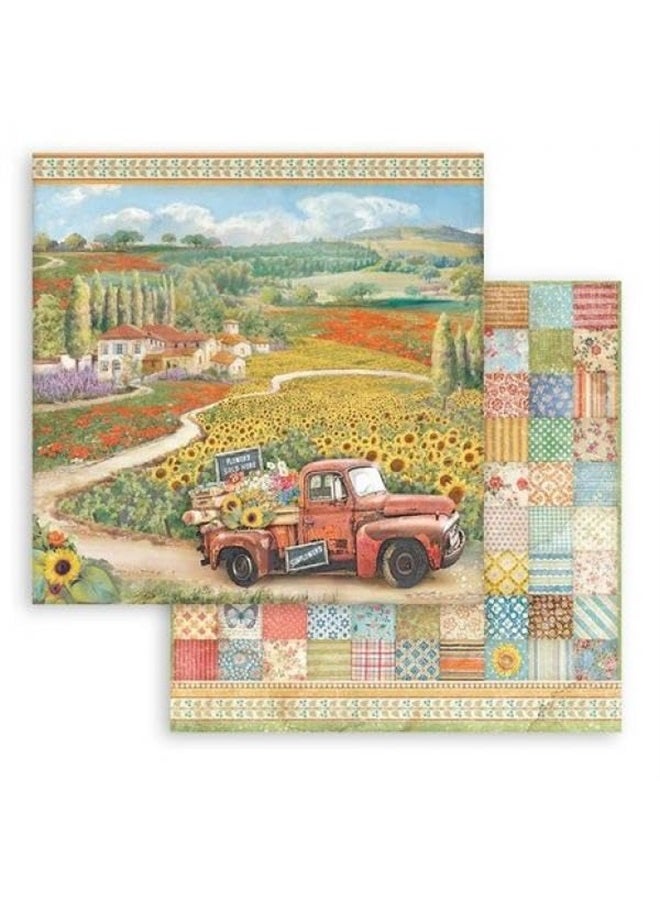 STAMPERIA Scrapbooking Small Pad 10 Sheets cm 20.3 x 20.3 cm (8 x 8 Inches) - Sunflower Art - Image 5