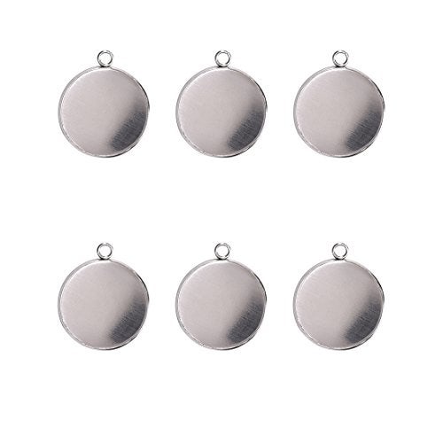 LANBEIDE 20pcs Tray Pendant for Jewelry Making Kits Stainless Steel Round Bezel 25x25mm - Image 1