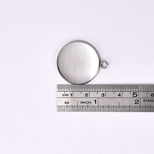 LANBEIDE 20pcs Tray Pendant for Jewelry Making Kits Stainless Steel Round Bezel 25x25mm - Image 4