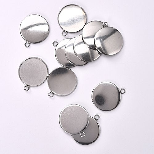 LANBEIDE 20pcs Tray Pendant for Jewelry Making Kits Stainless Steel Round Bezel 25x25mm - Image 2