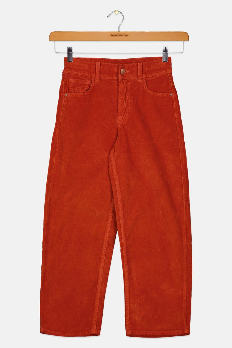 Pepe Jeans Kids Girl Regular Fit Textured Corduroy Pants, Brown - Image 1