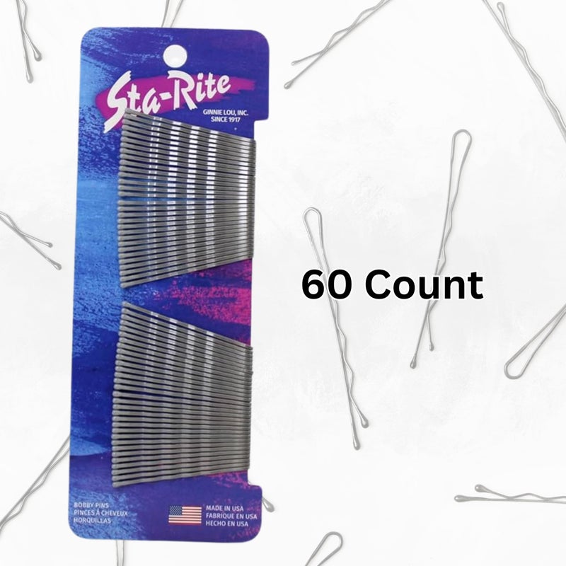 Sta-Rite Bobby Pins, Hair Clips, Women Hair Accessories - 60 Count Hair Pins, Silver - Image 4