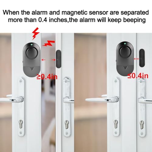 Rinetiy Window and Door Alarm, 120 DB Black Window Alarm for Home Security, Door Chime for Store, Suitable for Pool, Homes, Offices, Cabinets (10 Pack) - Image 3
