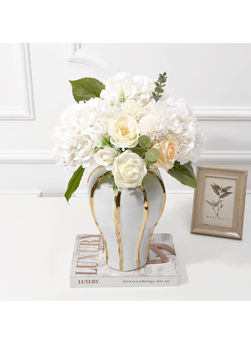 سيوسي 6 قطع من زهور الكوبية الاصطناعية ذات اللمسة الحقيقية، زهور الكوبية الحريرية البيضاء مقاس 47 سم للمنزل، ترتيبات الزهور في المكتب، باقات الزفاف، ديكورات مركزية لطاولة المطبخ - Image 5