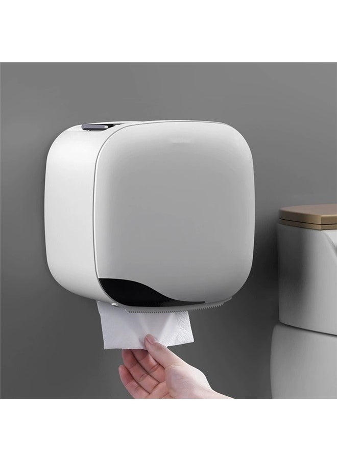 yongsheng Wall Mounted Tissue Dispenser Grey 20.50x13.00x20.00cm，Paper Towel Dispenser Wall Mount,  Adhesive No Drilling Tissue Dispenser for Bathroom Kitchen Office  - Image 2