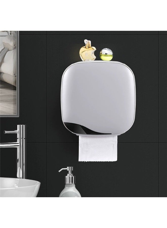 yongsheng Wall Mounted Tissue Dispenser Grey 20.50x13.00x20.00cm，Paper Towel Dispenser Wall Mount,  Adhesive No Drilling Tissue Dispenser for Bathroom Kitchen Office  - Image 3