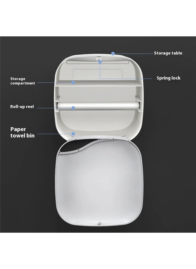 yongsheng Wall Mounted Tissue Dispenser Grey 20.50x13.00x20.00cm，Paper Towel Dispenser Wall Mount,  Adhesive No Drilling Tissue Dispenser for Bathroom Kitchen Office  - Image 4