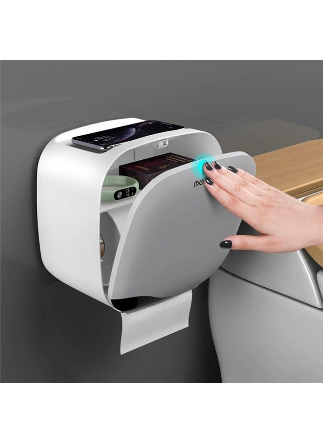 yongsheng Wall Mounted Tissue Dispenser Grey 20.50x13.00x20.00cm，Paper Towel Dispenser Wall Mount,  Adhesive No Drilling Tissue Dispenser for Bathroom Kitchen Office  - Image 5