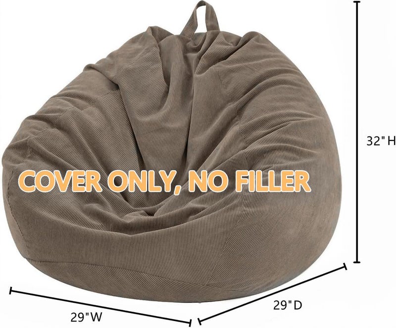 Nobildonna Bean Bag Chair Cover (No Filler) for Kids and Adults,Beanbag Stuffed Animal Storage Without Filling Plush Toys Holder and Organizer Soft Premium Corduroy 200L (Light Brown) - Image 2