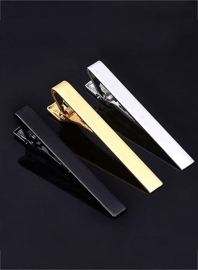 4 Pack Tie Clips for Men, Classic Tie Clip Silver Gold Black Blue Necktie Tie Bar Pinch Clips Suitable for Wedding Anniversary Business and Daily Life 5.8cm - Image 3