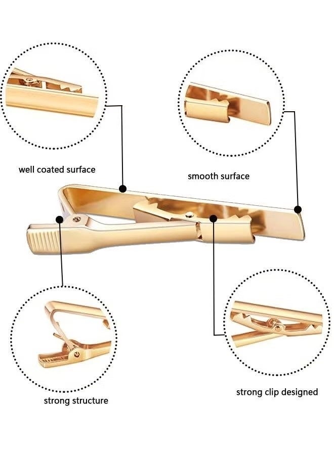4 Pack Tie Clips for Men, Classic Tie Clip Silver Gold Black Blue Necktie Tie Bar Pinch Clips Suitable for Wedding Anniversary Business and Daily Life 5.8cm - Image 4