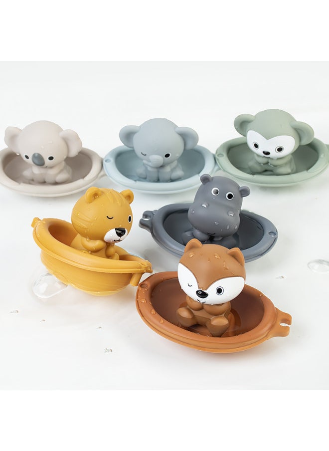 Generic - Infant Bathroom Stacking Floating Boat Bathing And Bathing Water-playing Stacking Boat Cute Pet Finger Cover Toy-Color:3 Boats + 3 Animals (elephant + Monkey + Fox) Color Box - Image 1