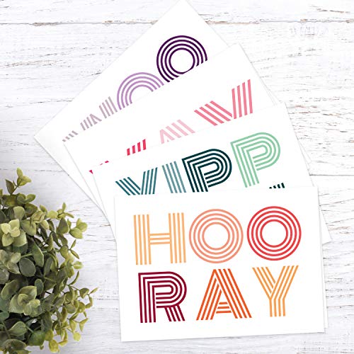 Canopy Street Yay Yippee Woohoo Congratulatory Note Cards / 24 All Occasion Blank Celebration Greeting Cards / 4 Festive Designs / 3 1/2" x 4 7/8" Congrats Graduation Celebration Event Cards - Image 4