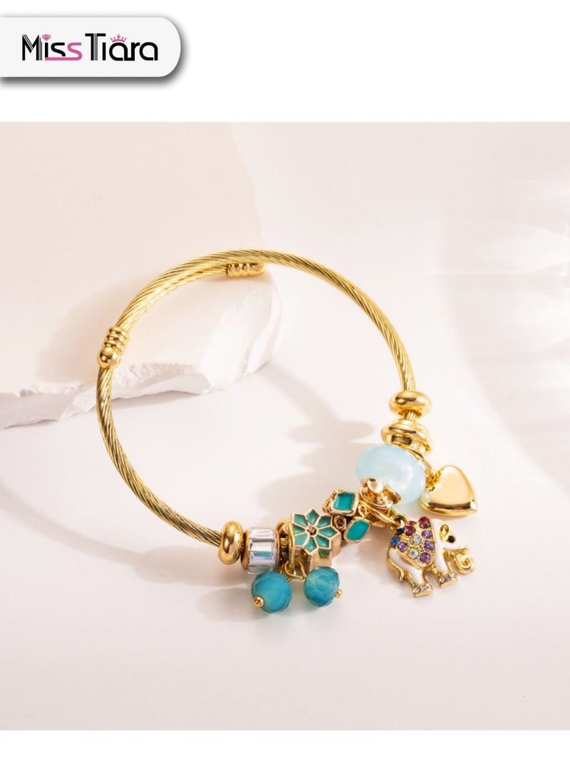 MissTiara - DIY Adjustable Titanium Steel Love Shape Pendant Bracelet for Women and Girls - Image 1