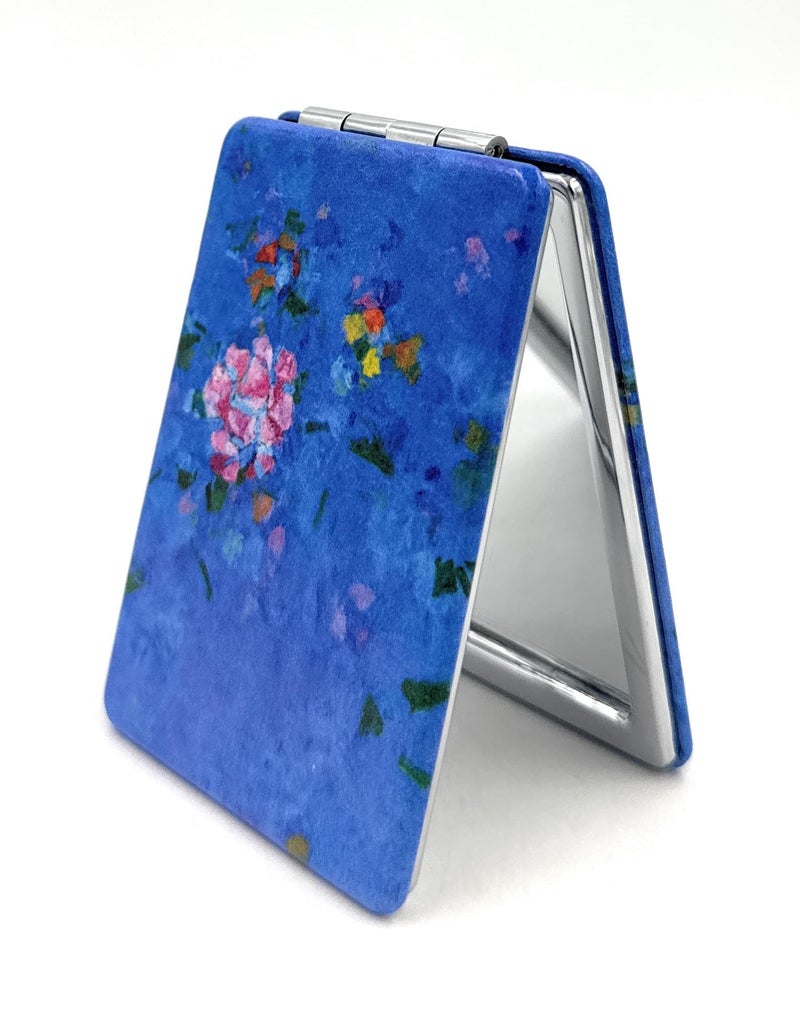 Aeisage Abstract Flowers Compact Mirror Royal Blue Color Handheld Mirror Finnish Artist Travel Gifts Small Folding Mirrors Foldable And Magnifing - Image 1
