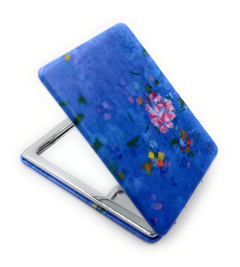 Aeisage Abstract Flowers Compact Mirror Royal Blue Color Handheld Mirror Finnish Artist Travel Gifts Small Folding Mirrors Foldable And Magnifing - Image 3