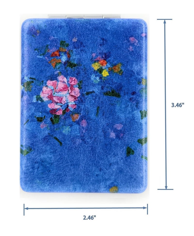 Aeisage Abstract Flowers Compact Mirror Royal Blue Color Handheld Mirror Finnish Artist Travel Gifts Small Folding Mirrors Foldable And Magnifing - Image 2