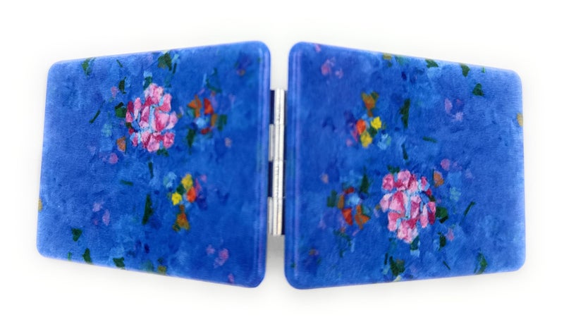 Aeisage Abstract Flowers Compact Mirror Royal Blue Color Handheld Mirror Finnish Artist Travel Gifts Small Folding Mirrors Foldable And Magnifing - Image 4