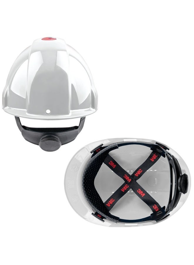 3M G3000 Safety Helmet, Uvicator Ratchet, Ventilated, White - Image 2