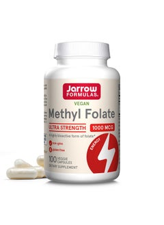 جارو فورملاز Jarrow Formulas® Methyl Folate 1000 mcg، مكمل غذائي، ميثيل فولات لدعم الطاقة الخلوية، 100 كبسولة نباتية، إمداد لمدة 100 يوم  - Image 1