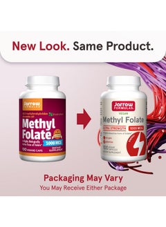 جارو فورملاز Jarrow Formulas® Methyl Folate 1000 mcg، مكمل غذائي، ميثيل فولات لدعم الطاقة الخلوية، 100 كبسولة نباتية، إمداد لمدة 100 يوم  - Image 2